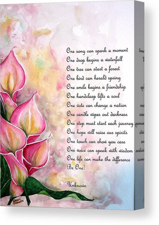 Calla Lily Painting Canvas Print featuring the painting CALLAS  poem by Karin Dawn Kelshall- Best