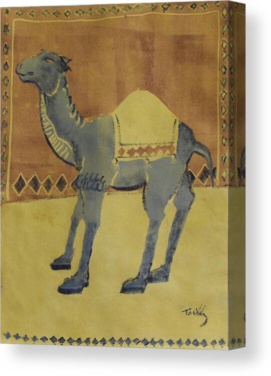 Animal Canvas Print featuring the painting Camel with Diamonds by Thomas Tribby