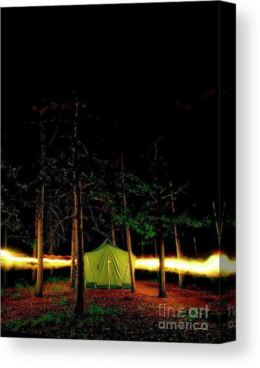 Coleman Tents Canvas Print featuring the photograph Camping In The Deep Woods  by Tom Jelen
