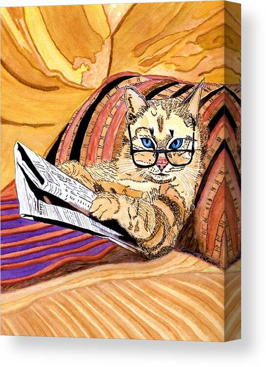 Cat Canvas Print featuring the painting Can I Not Have A Sunday by Connie Valasco