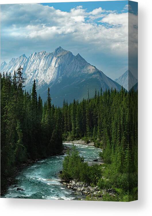 Travel Canvas Print featuring the photograph Canadian Rockies Riverscape by David T Wilkinson
