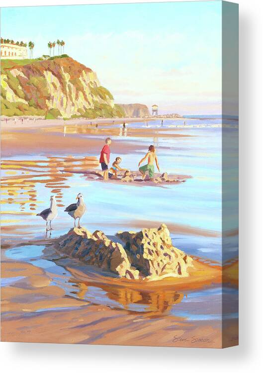 Seagulls Canvas Print featuring the painting Castle Raiders by Steve Simon