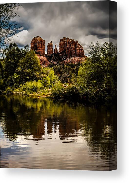 Southwest Canvas Print featuring the photograph Cathedral Rock Reflections by Terry Ann Morris