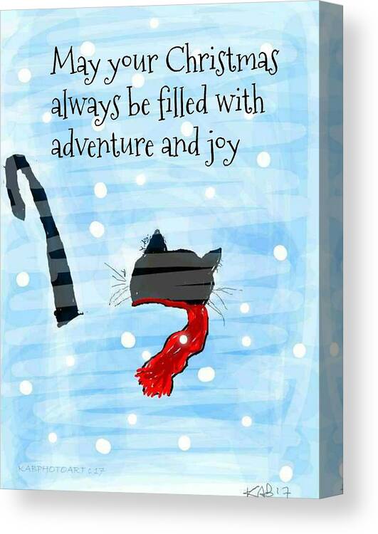 Cats Canvas Print featuring the drawing CATS May your Christmas always be an Adventure by Kathy Barney