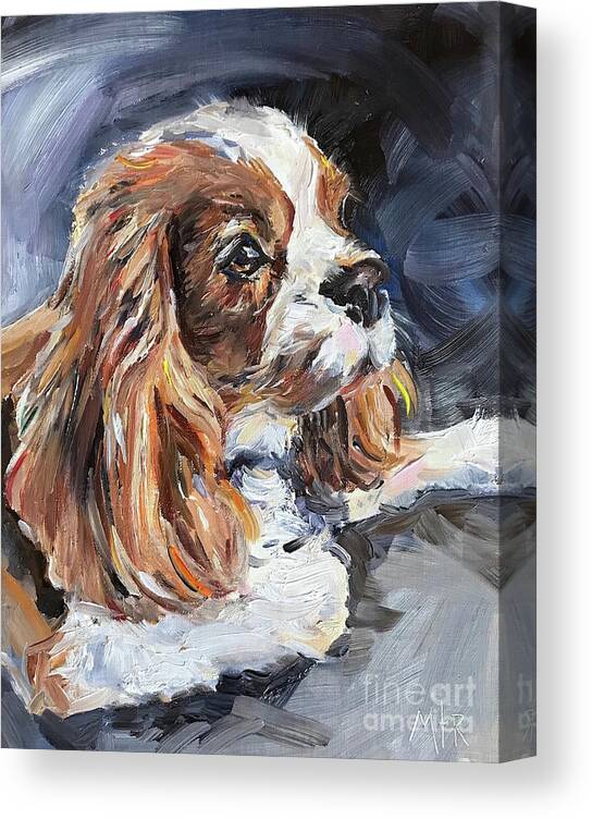 Cavalier King Charles Spaniel Canvas Print featuring the painting Cavalier King Charles Spaniel by Maria Reichert