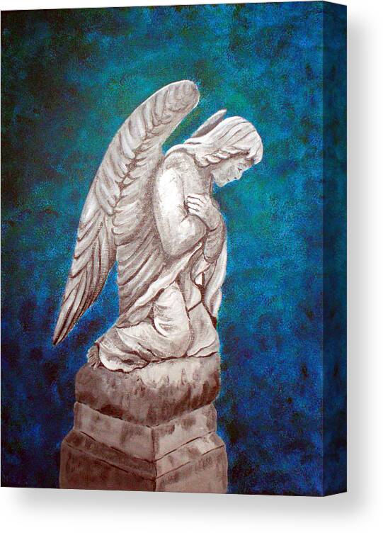 Angel Canvas Print featuring the painting Cemetery Angel by Nancy Sisco