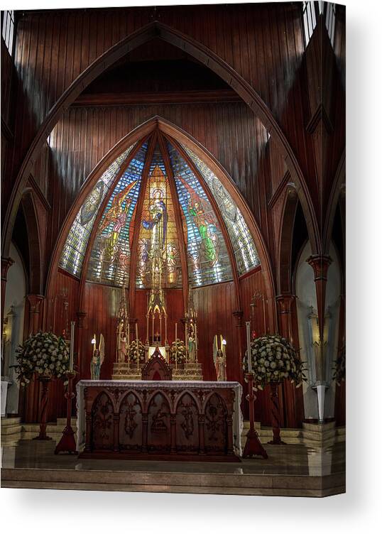 Colombia Canvas Print featuring the photograph Chapel at Our Lady of the Rosary Cathedral Manizales Colombia by Adam Rainoff