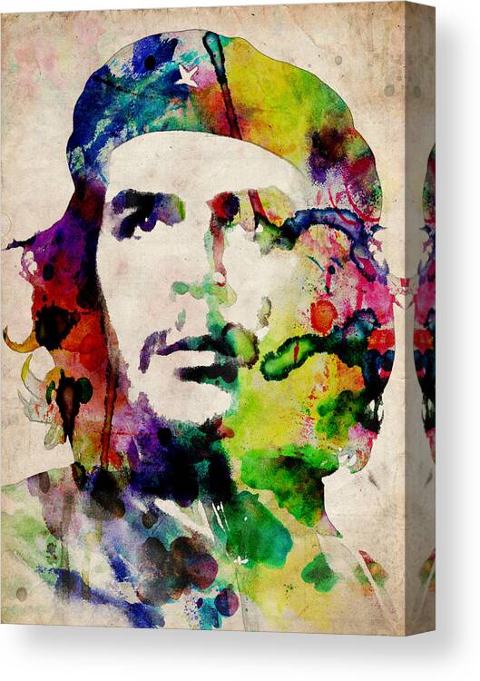 Che Guevara Canvas Print featuring the digital art Che Guevara Urban Watercolor by Michael Tompsett