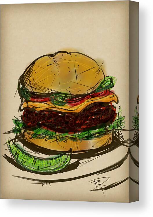 Cheese Canvas Print featuring the digital art Cheese Burger by Russell Pierce