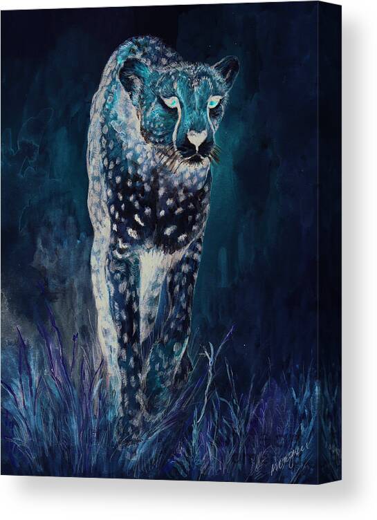 Cheetah Canvas Print featuring the painting Cheetah Running by Morgan Fitzsimons