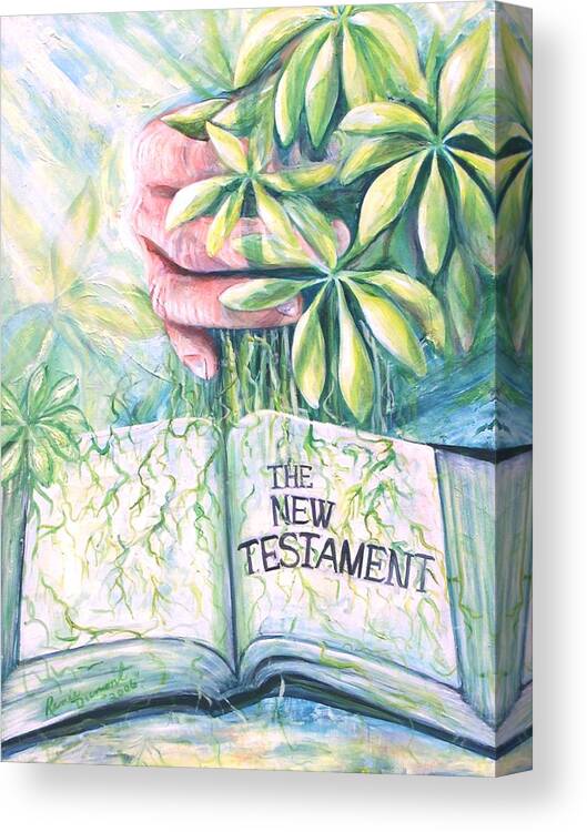 Contemporary Canvas Print featuring the painting Christian Artist Rooted In the Word by Renee Dumont Museum Quality Oil Paintings Dumont