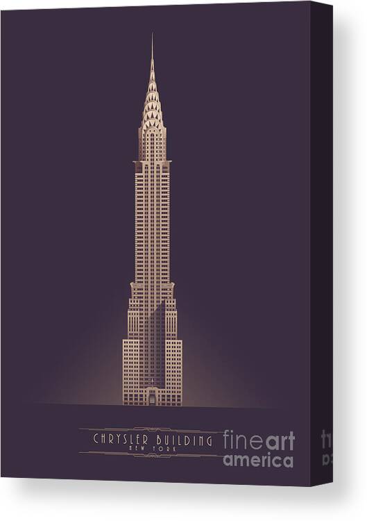 Chrysler Building Canvas Print featuring the digital art Chrysler Building - Vintage Dark by Organic Synthesis