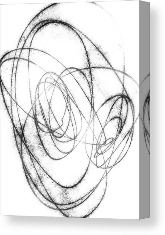 Black And White Abstract Line Drawing Canvas Print featuring the drawing Orbital Black and White Abstract Line Drawing by Janine Aykens