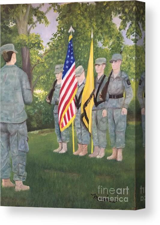 Service Canvas Print featuring the painting Color Guard by Sheila Mashaw