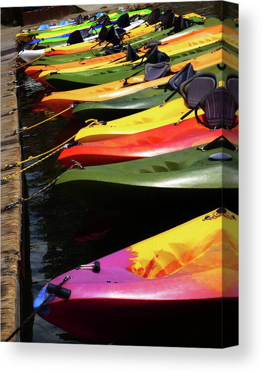 Kayak Canvas Print featuring the photograph Colorful Kayaks by Marcia Socolik