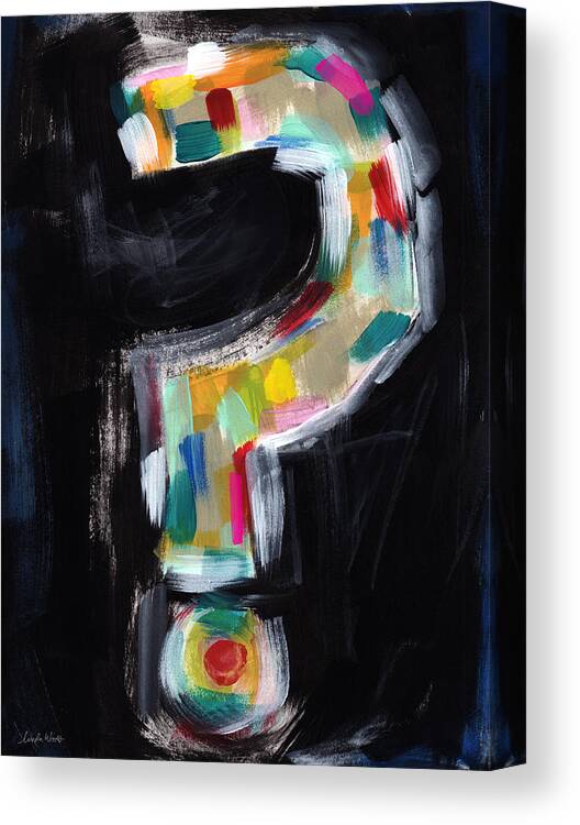 Question Mark Canvas Print featuring the painting Colorful Questions- Abstract Painting by Linda Woods