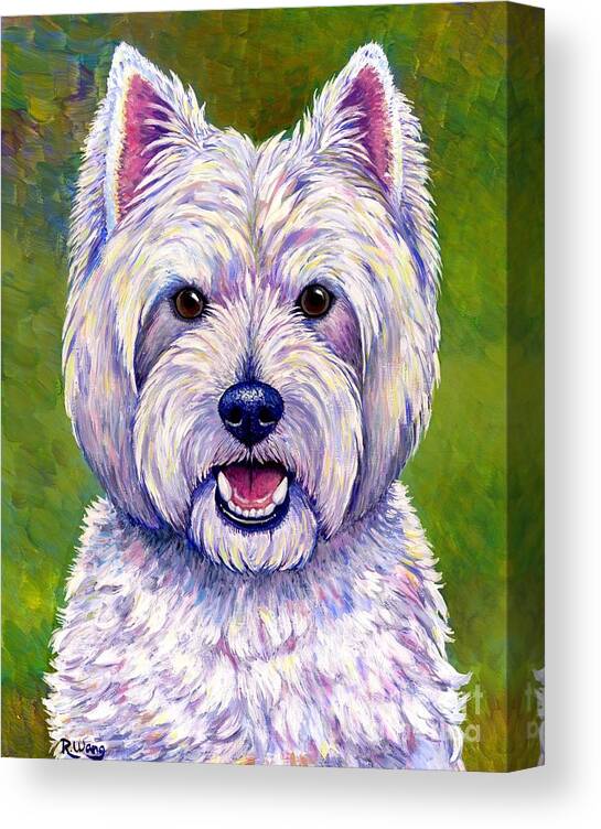 West Highland White Terrier Canvas Print featuring the painting Colorful West Highland White Terrier Dog by Rebecca Wang