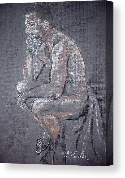 Portrait Canvas Print featuring the drawing Contemplation by Bonnie Peacher