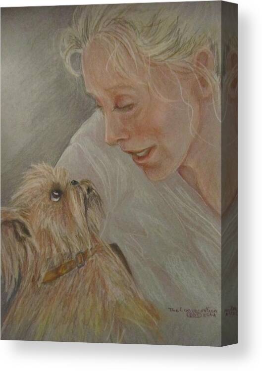 Dog Canvas Print featuring the painting Conversation by Barbara O'Toole
