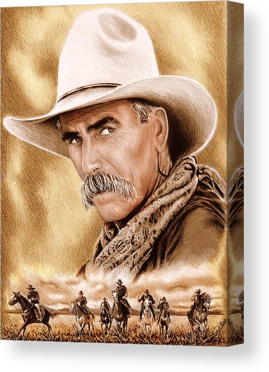 Cowboy Canvas Print featuring the painting Cowboy sepia edit by Andrew Read