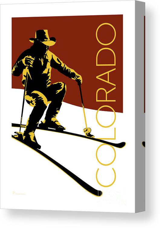 Skier Canvas Print featuring the digital art COLORADO Cowboy Skier by Sam Brennan