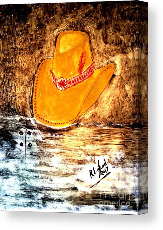 Cowgirl Canvas Print featuring the painting Cowgirl Hat by Richard W Linford