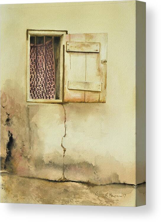 Window Canvas Print featuring the painting Curtain in Window by Lynn Hansen