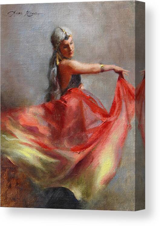 Gypsy Canvas Print featuring the painting Dancing Gypsy by Anna Rose Bain