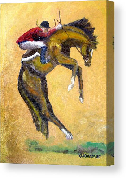 Horse Canvas Print featuring the painting Death Defying Ride by Olga Kaczmar
