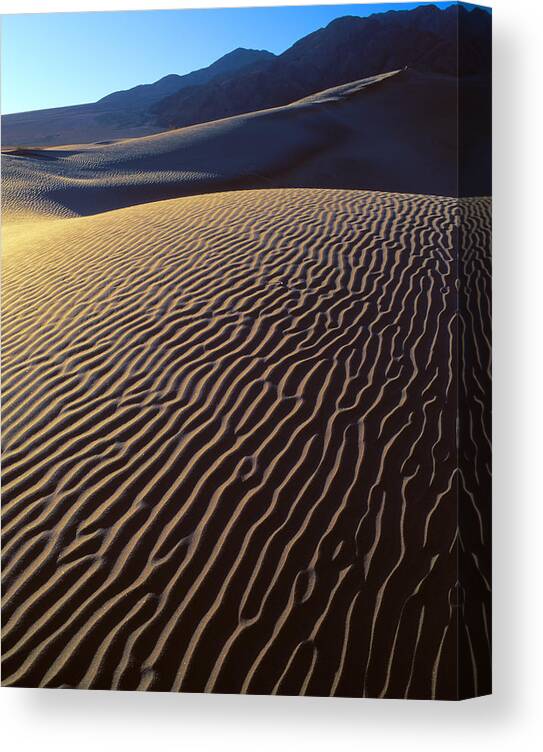 Death Valley Canvas Print featuring the photograph Death Valley Sand Dunes by Johan Elzenga