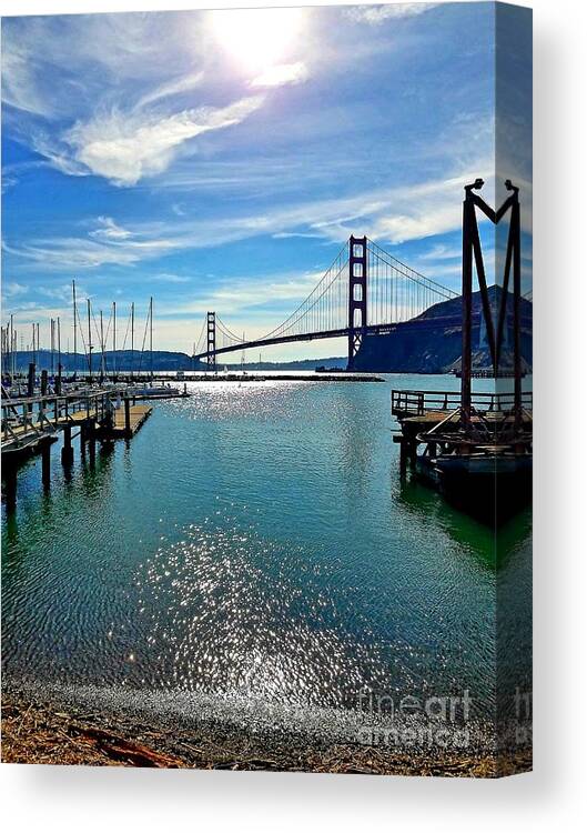 Golden Gate Bridge Canvas Print featuring the photograph December Golden Gate Bridge by Artist Linda Marie
