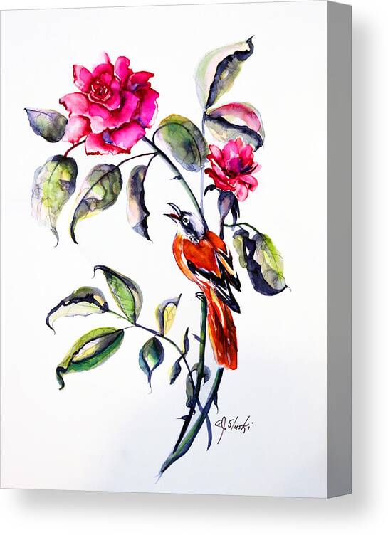 Bird Canvas Print featuring the painting Deco Bird #1 by Carole Sluski