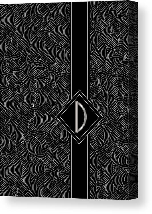 Monogram Canvas Print featuring the digital art Deco Jazz Swing Monogram ...letter D by Cecely Bloom
