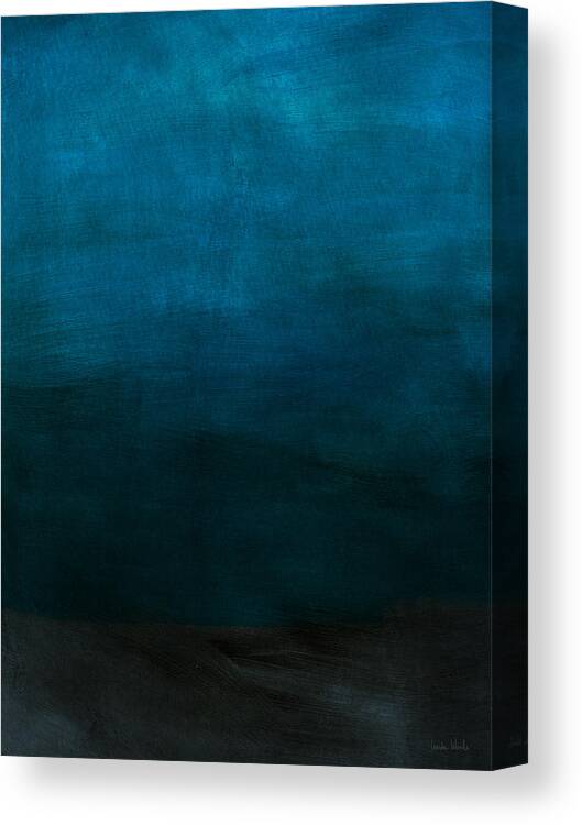 Blue Canvas Print featuring the mixed media Deep Blue Mood- Abstract Art by Linda Woods by Linda Woods