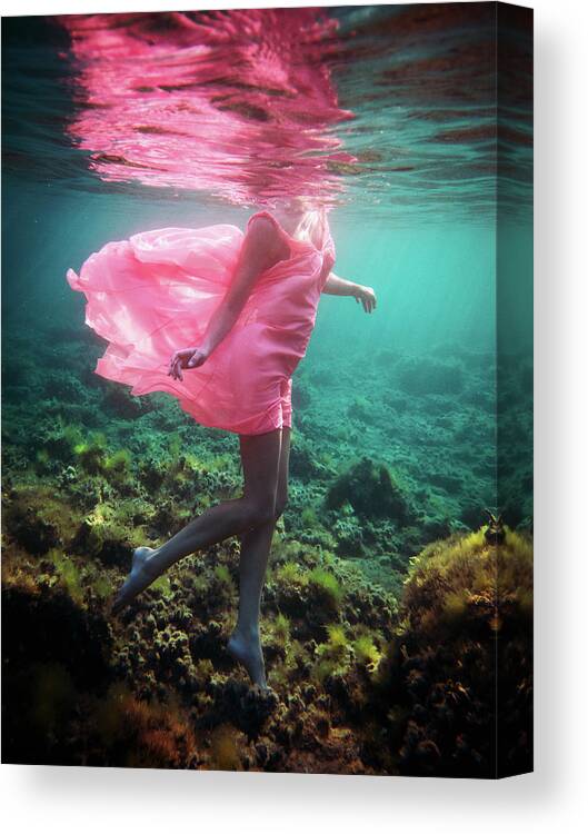 Swim Canvas Print featuring the photograph Delicate Mermaid by Gemma Silvestre