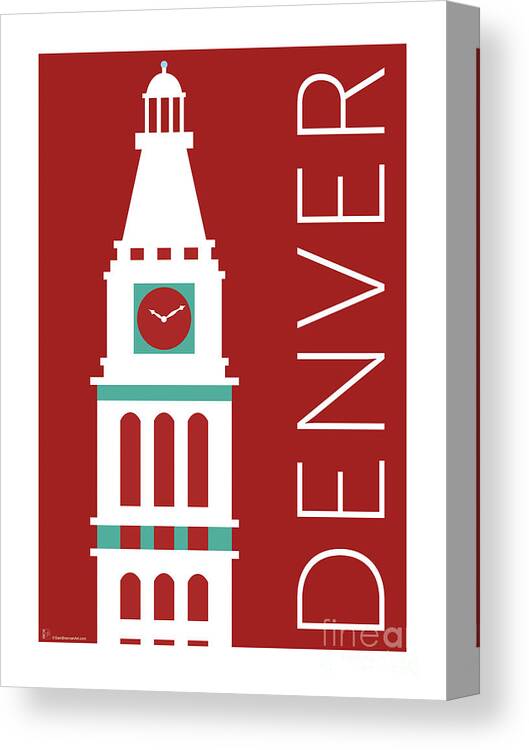 Denver Canvas Print featuring the digital art DENVER D and F Tower/Maroon by Sam Brennan