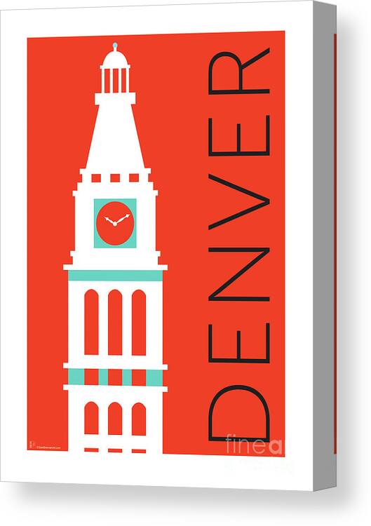 Denver Canvas Print featuring the digital art DENVER D and F Tower/Orange by Sam Brennan