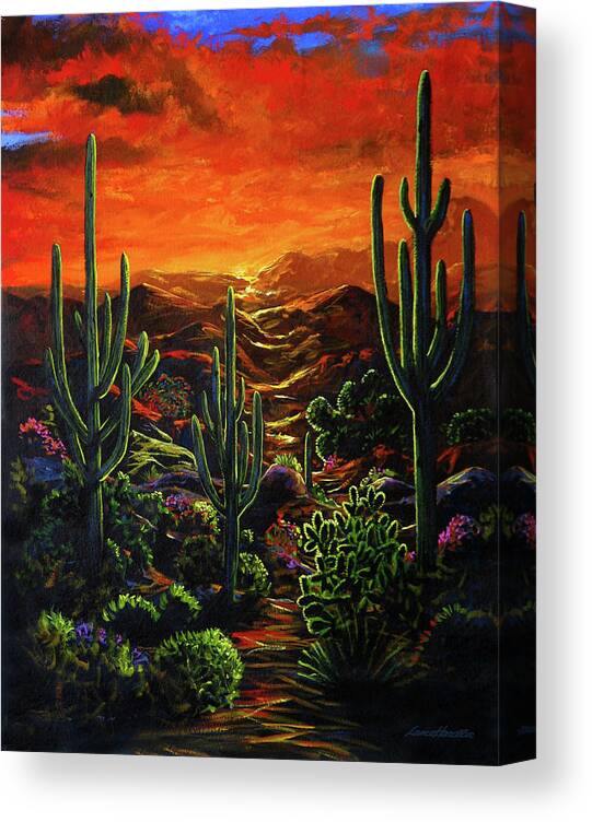 Sunset Canvas Print featuring the painting Desert Sunset by Lance Headlee