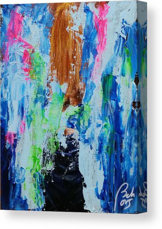 Woman Canvas Print featuring the painting Detritus II Woman back by Bachmors Artist