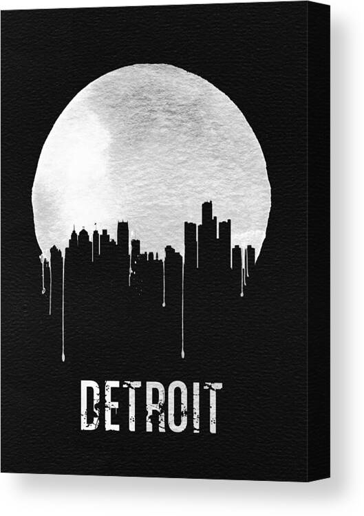 Detroit Canvas Print featuring the digital art Detroit Skyline Black by Naxart Studio