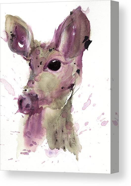 Watercolor Canvas Print featuring the painting Doe by Dawn Derman