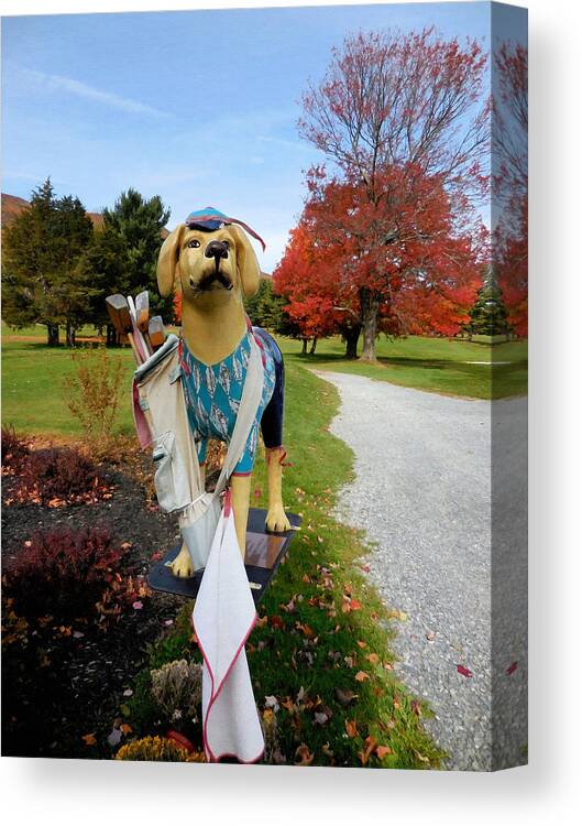 Dog Statue Canvas Print featuring the painting Dog statue 2 by Jeelan Clark