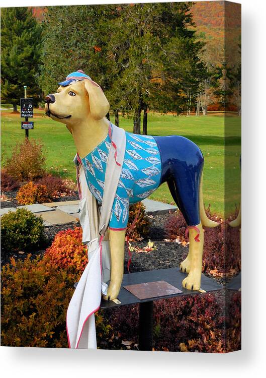 Dog Statue Canvas Print featuring the painting Dog statue 3 by Jeelan Clark