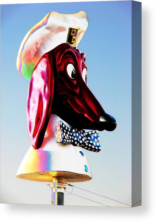 Doggie Canvas Print featuring the photograph Doggie Diner Sign by Samuel Sheats