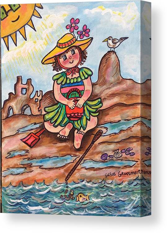 Beach Canvas Print featuring the painting Dolly at the Beach by Susie Grossman