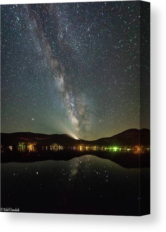 Donner Lake Canvas Print featuring the photograph Donner Lake Milky Way by Mike Ronnebeck