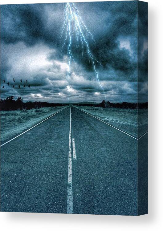 Storm Canvas Print featuring the photograph Doomsday Road by Brad Hodges