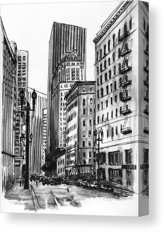 San Francisco Canvas Print featuring the painting Downtown San Francisco by Masha Batkova