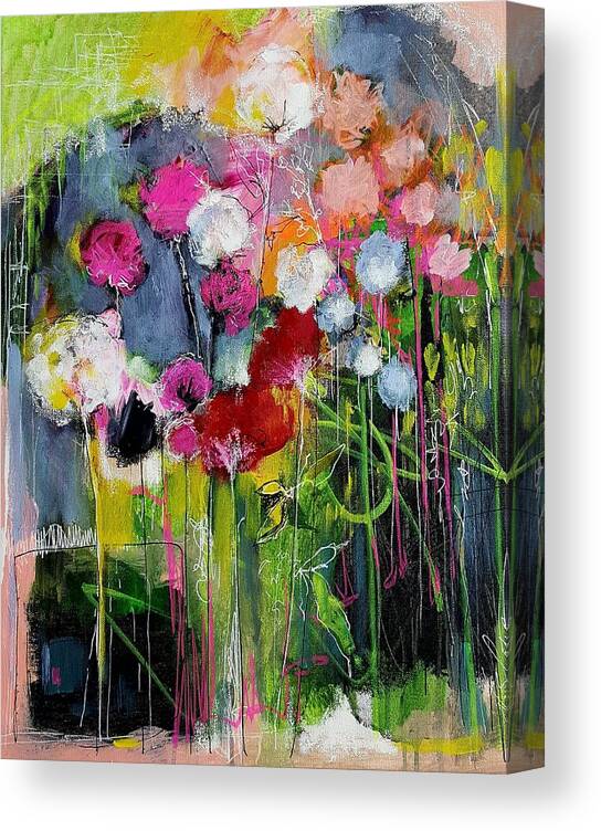 Flowers Canvas Print featuring the painting Dramatic Blooms by Nicole Slater