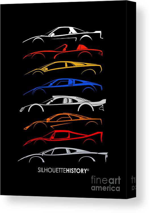 Acura Canvas Print featuring the digital art Dreamcars of 90s SilhouetteHistory by Gabor Vida